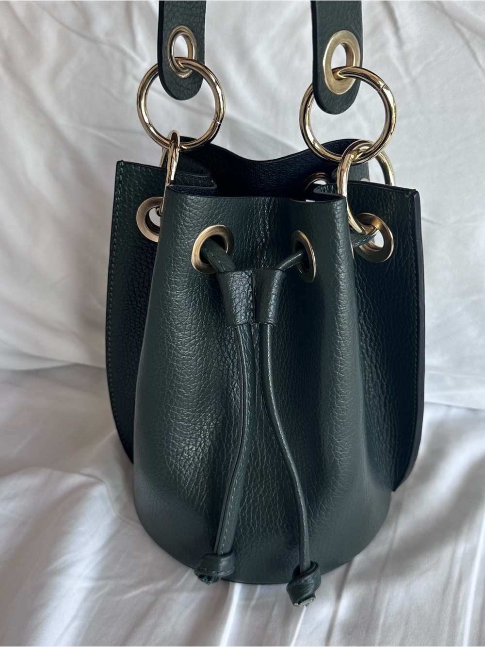 Italian Made Bucket Bag in Deep Green